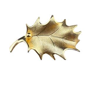 Gold Plated Leaf Brooch By Grosse Germany 1960 Vintage Jewelry Fall Nature Desig